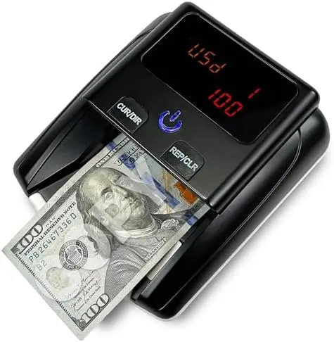 K605 Counterfeit Bill Detector for US Dollars, Automatic 4 Ways Feeding, Checks for UV(Ultraviolet), MG(Magnetic), IR(Infrared)