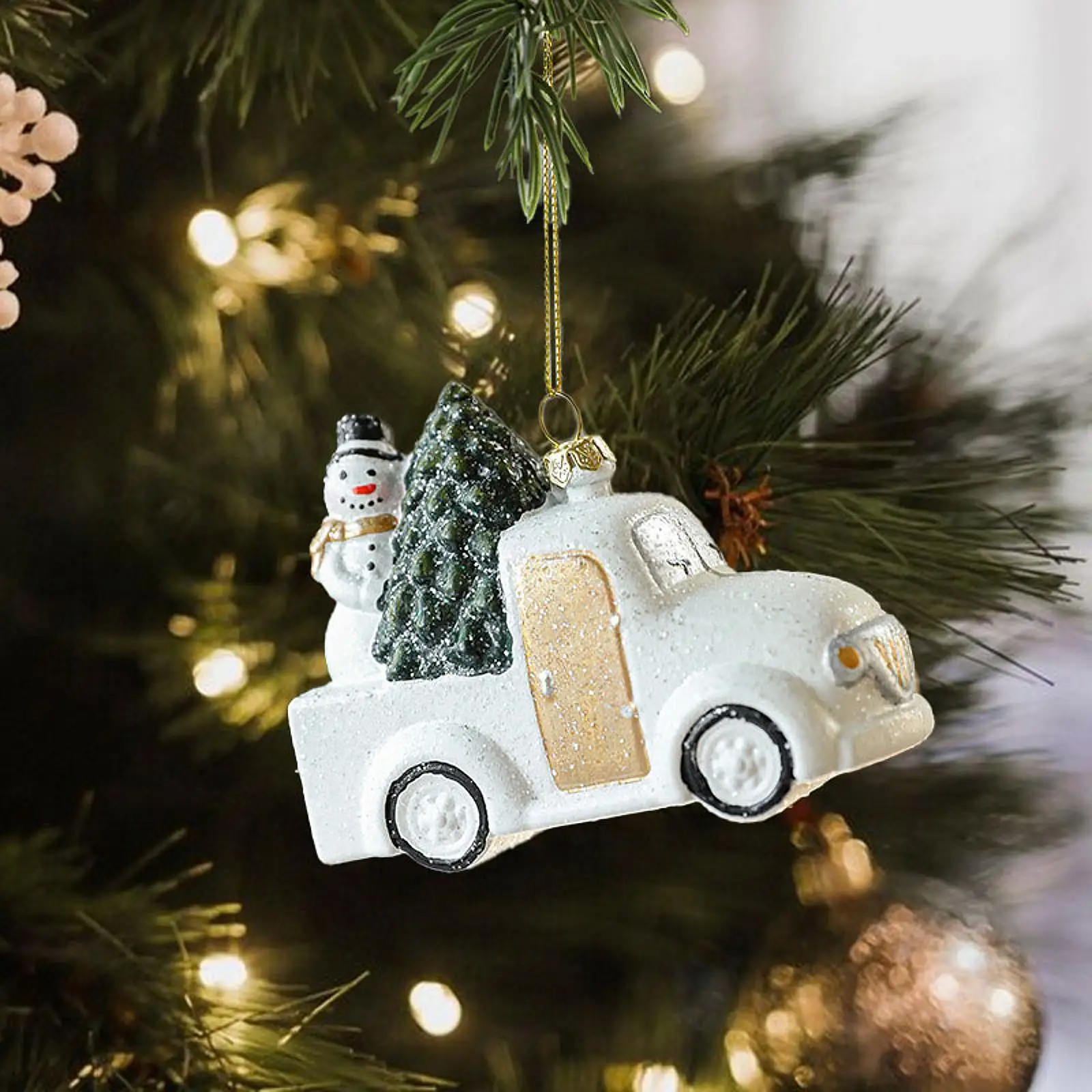 クリスマスツリー,車と雪だるまのペンダント,クリスマスギフト,パーティーの記念品,ダイニングルームとリビングルームの装飾品のためのかわいいハンギングオーナメント