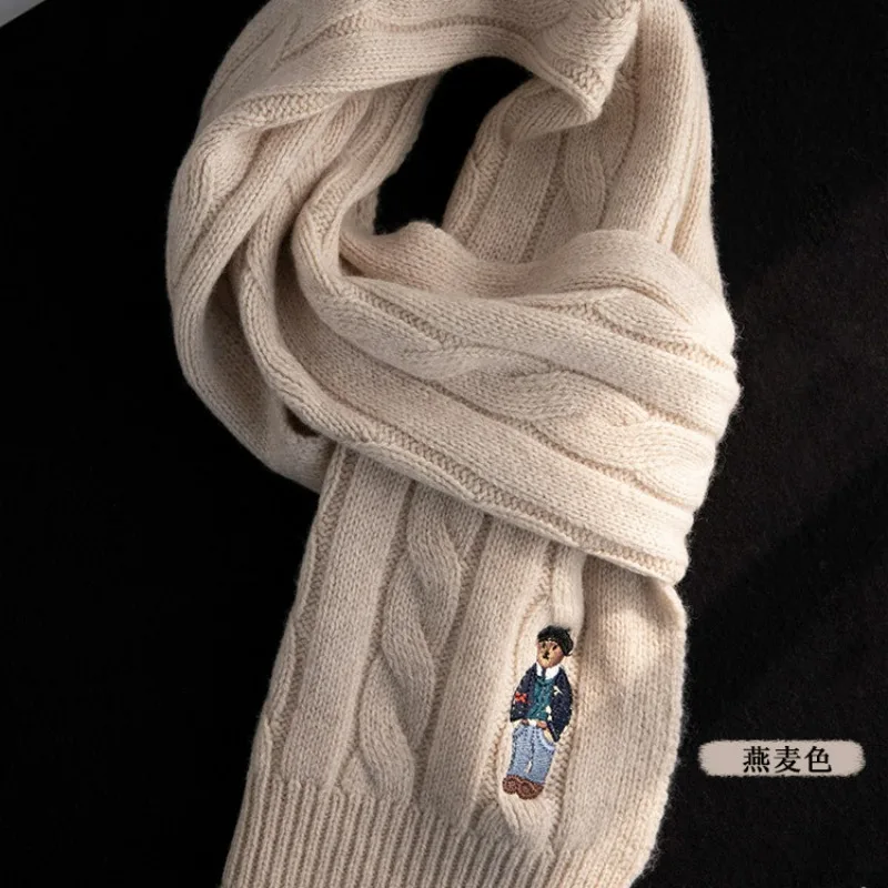 100% ウール！ メイリ クラシック フライドドウツイスト ブリティッシュレトロ スカーフ メンズ＆レディース 冬用 ツイスト刺繍 ベアースカーフ