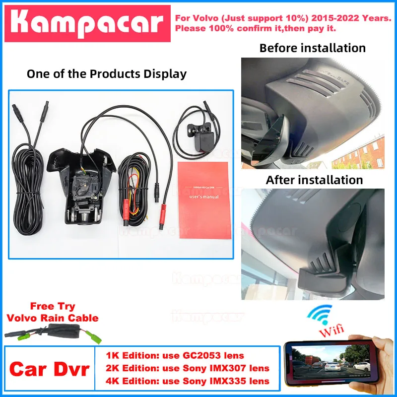 

VLV11 Plug and Play 1K 2K 4K Dash Cam Car Dvr Camera for Volvo XC90 D5 Rdesign XC 90 R-design Hybrid 2015 2016 2017 2019 2022