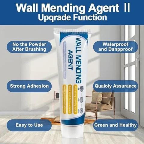 

Wall Holes Cracks Repair Cream Set with Scraper Board Discharge Nozzle Quick-Drying Mould-Proof Wall Mending Agent