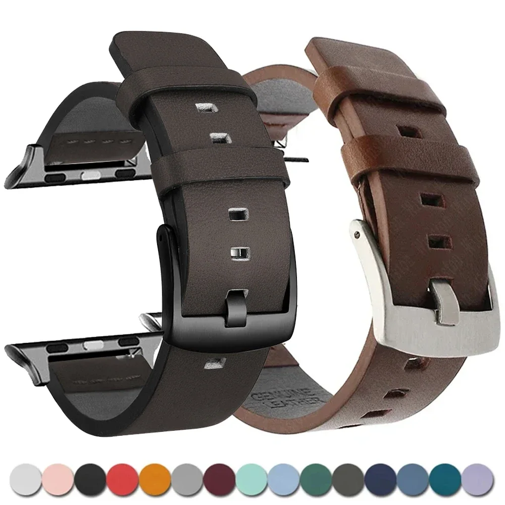 Leather Band for Apple Watch Ultra 2 Strap 49mm 9 8 7 45mm 41mm High Quality Strap for IWatch Series 6 SE 5 4 44mm 40mm 38mm 42