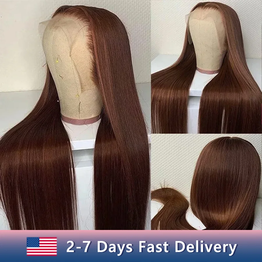 12a Grade Lace Front Wig Human Hair Wigs Chocolate Brown Cheap Bling Human Hair Lace Frontal Wig With Baby Hair