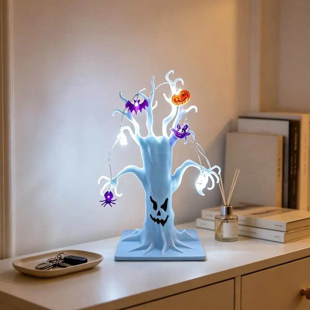 Halloween Tabletop Decorations Light Up Ghost Tree for Party Halloween Spooky Dead Tree Tabletop Decor Ghost Face Haunted Tree