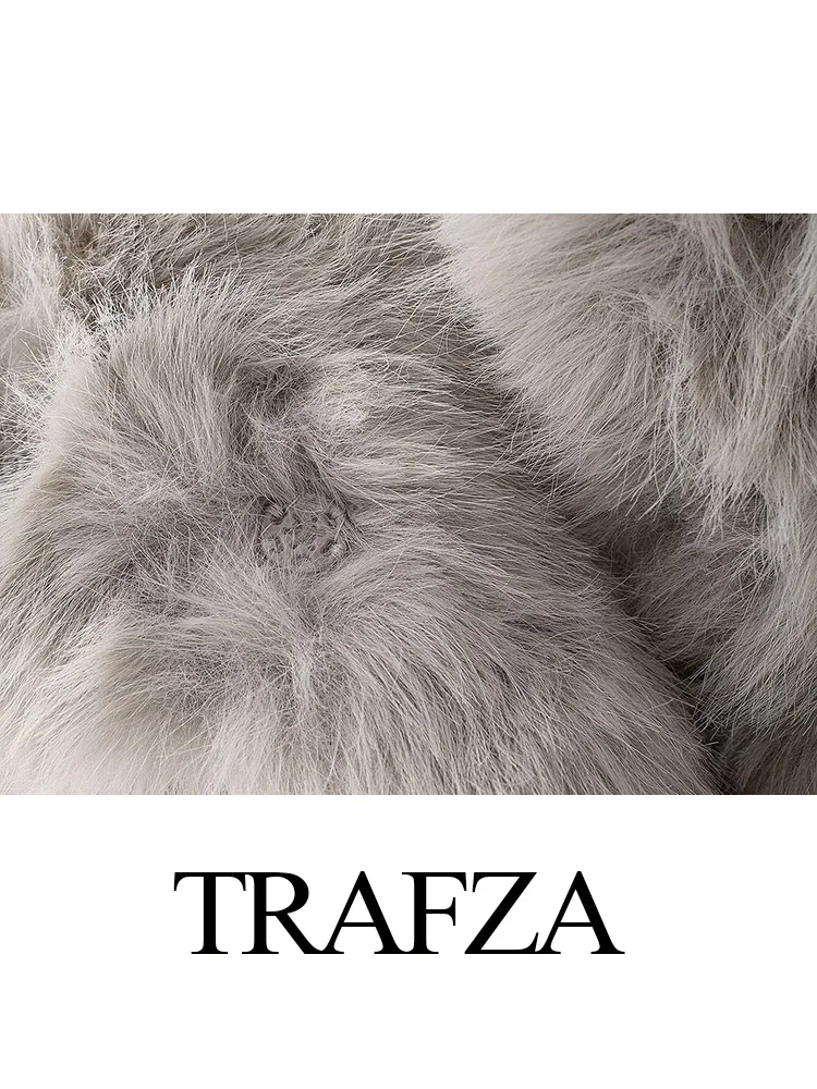 TRAFZA Cappotto caldo da donna Giacche in pelliccia sintetica Inverno Moda femminile Tasche solide Maniche lunghe Bottoni Collo alto Capispalla allentato