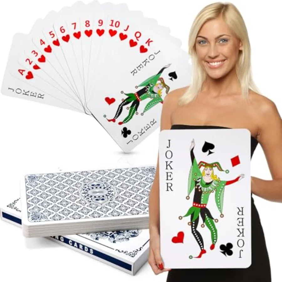 

Jumbo Giant Playing Cards 11 x 17 Inch Super Large Poker Deck, Oversized Game Theme Cards for Casino Party Decorations, Extra B