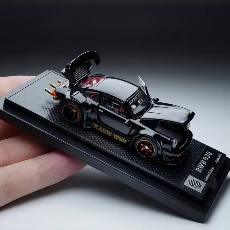 in-stock-1-64-rwb-930-black-four-door-alloy-die-casting-simulation-models-adult-ornaments-boy-toy-children's-birthday-gift