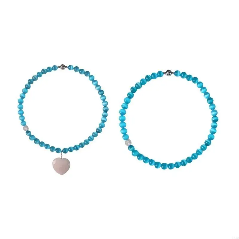 Elegant Blue Cats Eye Heart Necklace Enhances Any Stylish Outfits Daily Use