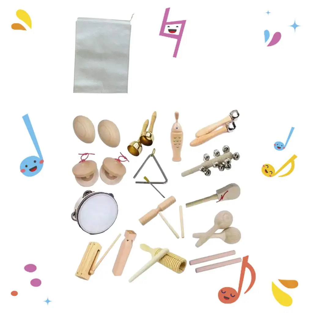 

15Pcs Kids Musical Instruments Set Educational Early Learning Portable for Boy Girls Musical Toys Set Percussion Instruments