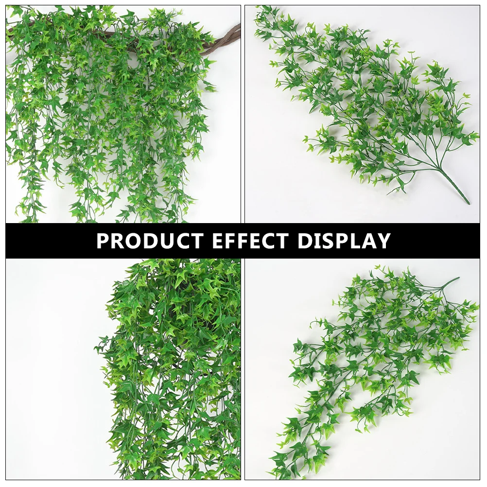 

2Pcs Artificial Rattan Hanging Plant Decor Bright Green Simulation Leaves Easy Care for Party Wedding Home Office Shop Wall