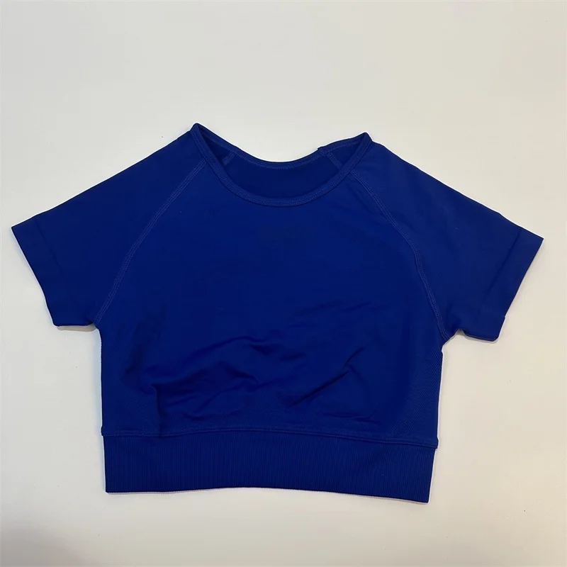 Yoga Crop Top Women Short Sleeve Seamless Yoga Shirt Ultra Stretch Soft Touch Fitness Workout Top Gym Clothes Running T-shirts