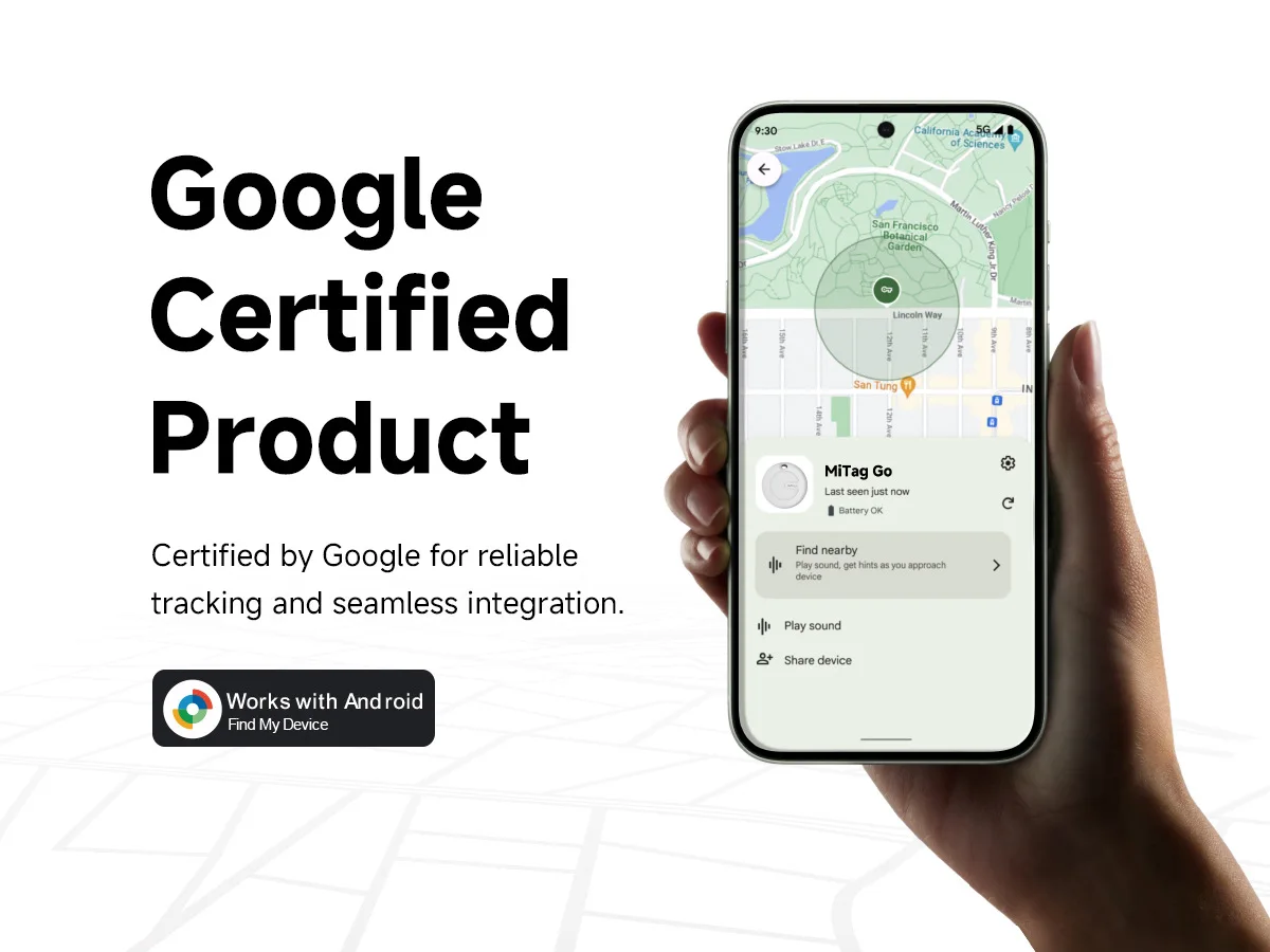 Rastreador de compatibilidad Bluetooth MiLi MiTag Go para buscador de artículos Android que funciona con Google Find My Device