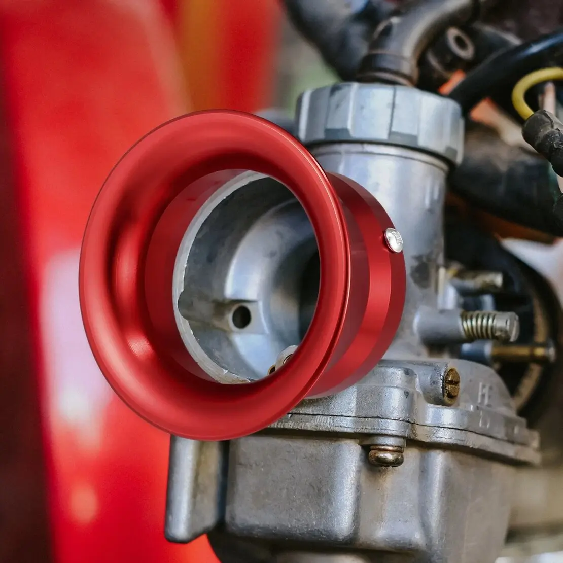 Red 55mm Motorcycle Velocity Stack Carb Carburetor Air Filter Funnel Trumpet Horn Cup fit for Honda Suzuki Kawasaki Yamaha BMW