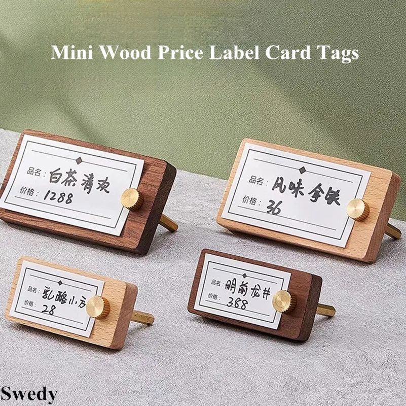 60x30mm Mini Jewelry Watch Ring Price Label Paper Tags Table Number Name Card Holder Small Wood Sign Holder Display Stand