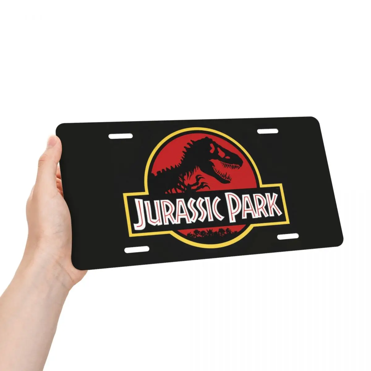 Jurassic Park License Plate Novelty Sci Fi Dinosaur Decorative Car Front License Plate Aluminum Metal Sign Vanity Tag 6 X12 Inch