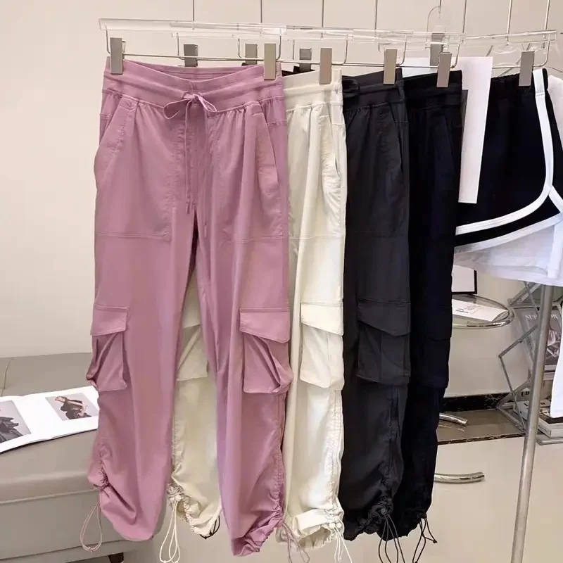 Lemon Dance Studio Relaxed-Fit Mid-Rise Cargo Pant with 6 Pockets for Women Sweatpants Running Daily Casual Loose Sport Pants