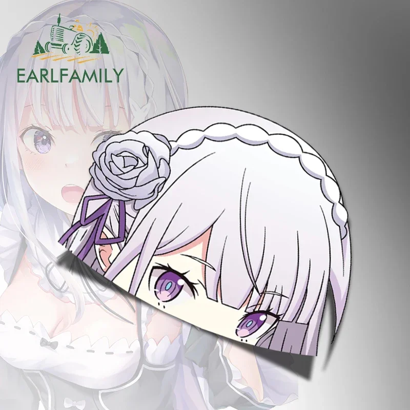 EARLFAMILY 13cm x 10.5cm for Emilia Anime Peeker Car Stickers Motorcycle Surfboard Campervan Decal RV JDM Auto Car Accessoires