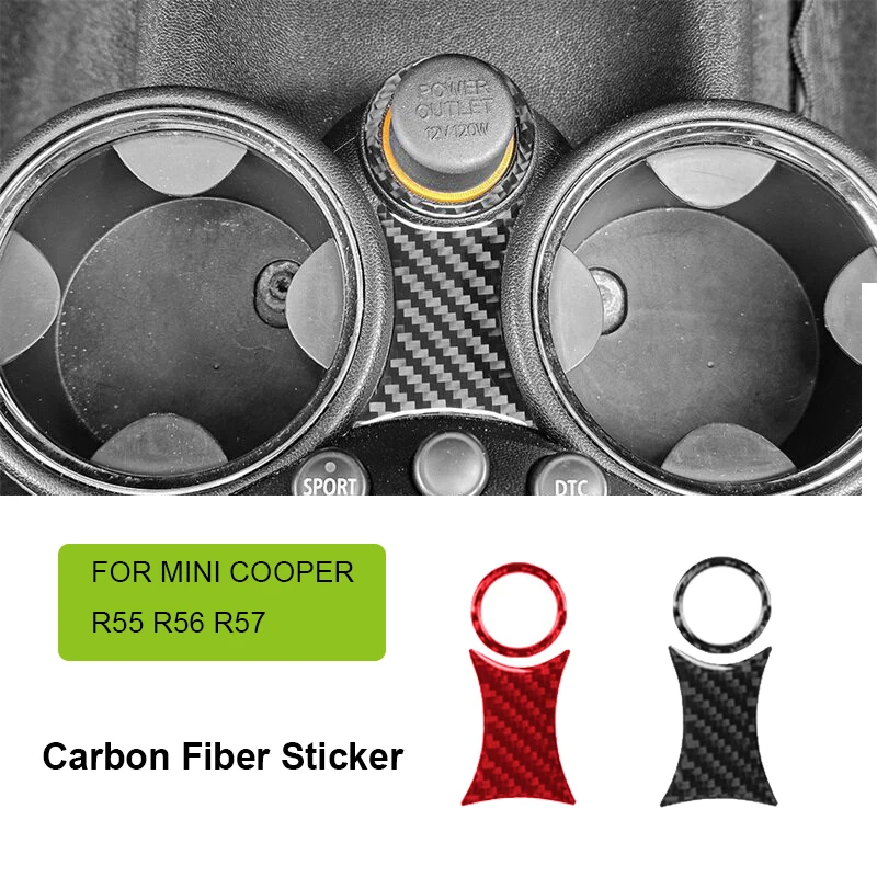 Carbon Fiber Sticker for Mini Cooper Hardtop R56 Clubman R55 Convertible R57 Car Cigarette Lighter Decoration Stickers Trim