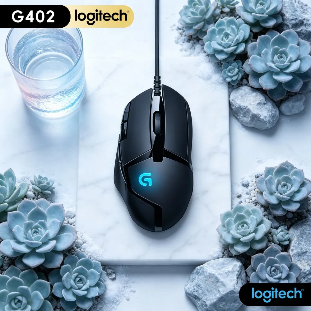 Logitech G402 Gaming Mouse Delta Zero Optical Sensor 8 Programmable Buttons 4 DPI Levels 500 IPS 1Ms Response For Gamers