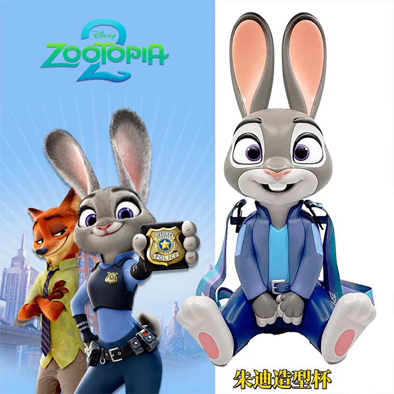 Nowe Oryginalne Gadżety Filmowe Zootopia 2 Judy Nick Figurka Anime Kubek na Wodę w Kształcie Postaci Śliczna Kolekcja z Kreskówek Ozdoba Zabawki Prezent