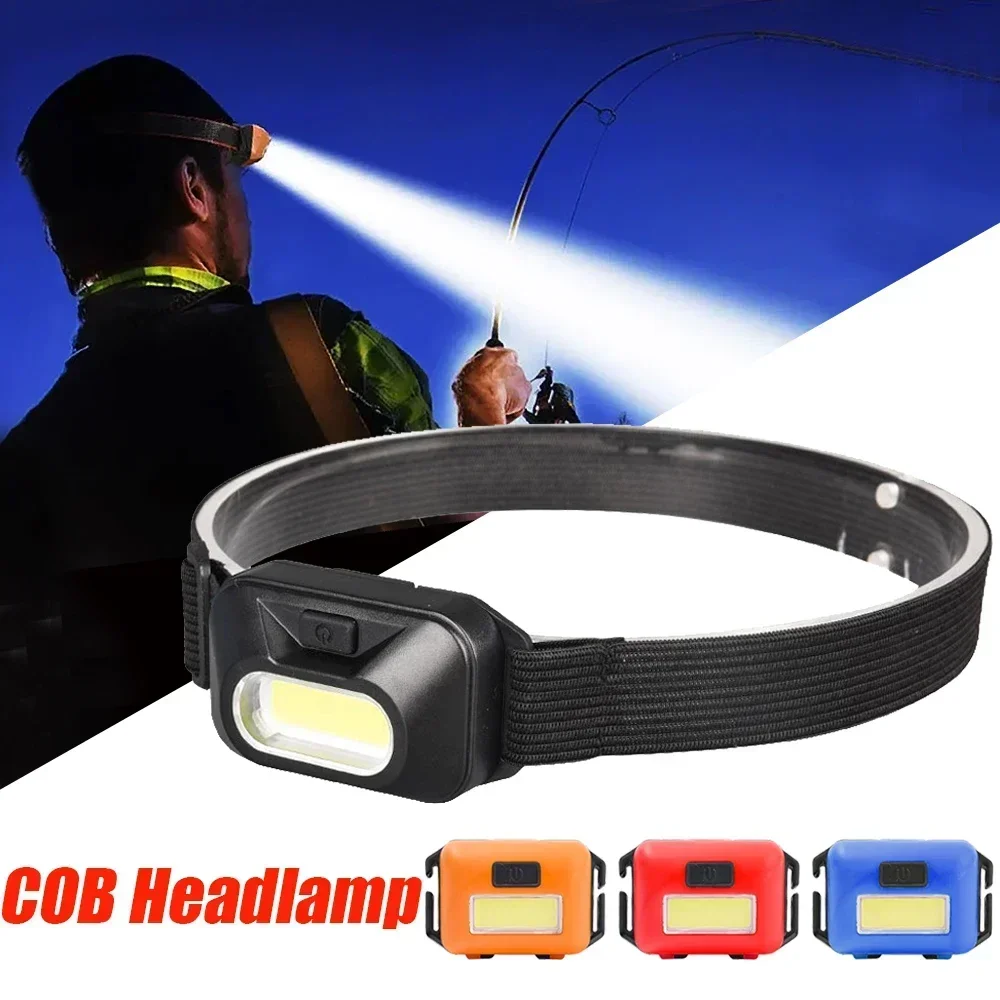 Mini COB Headlight Portable LED Headlamp Waterproof Head Front Light with 3Modes Lighting Outdoor Camping Hiking Head Flashlight