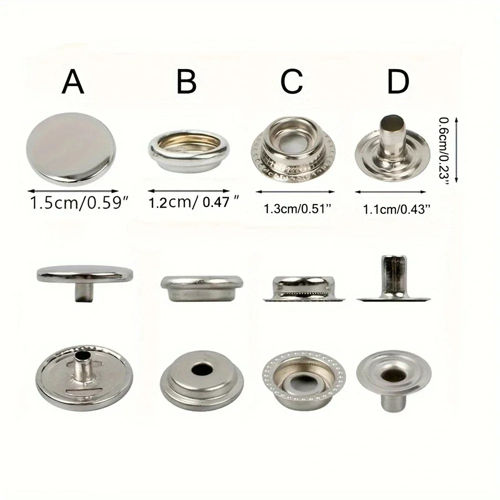 Набор застежек из нержавеющей стали и холста, 100 шт.