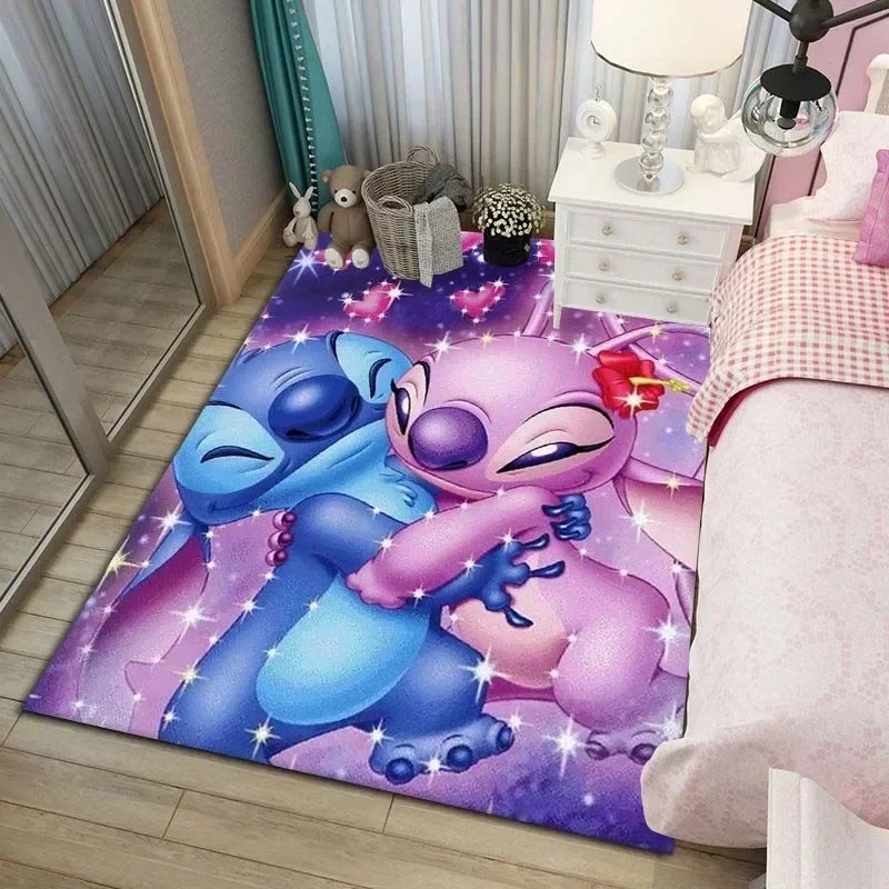 Kids Rugs for Playroom Disney Stitch Pattern Area Mat, Cute Cartoon carpet, Kids Gift for Livingroom Bedroom Home Decoration