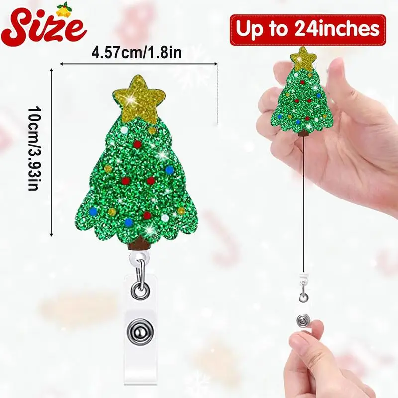 Santa Claus Badge Holder Rotating Holiday Badge Reels Reliable And Safe Key Chain Holder Gift For Family Friends Collegues