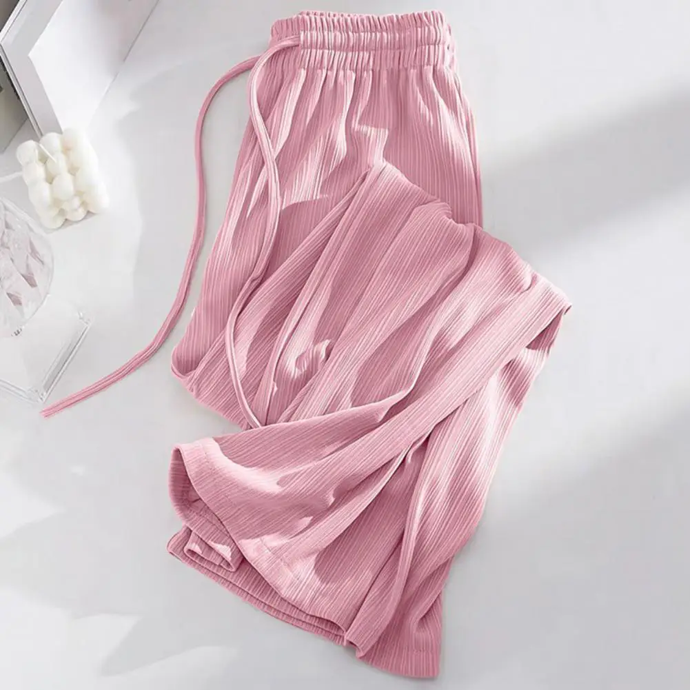 Wide-leg Pants Solid Color Trousers Elastic Waist Wide-leg Trousers Comfortable Stylish Women's Pants for Work Leisure