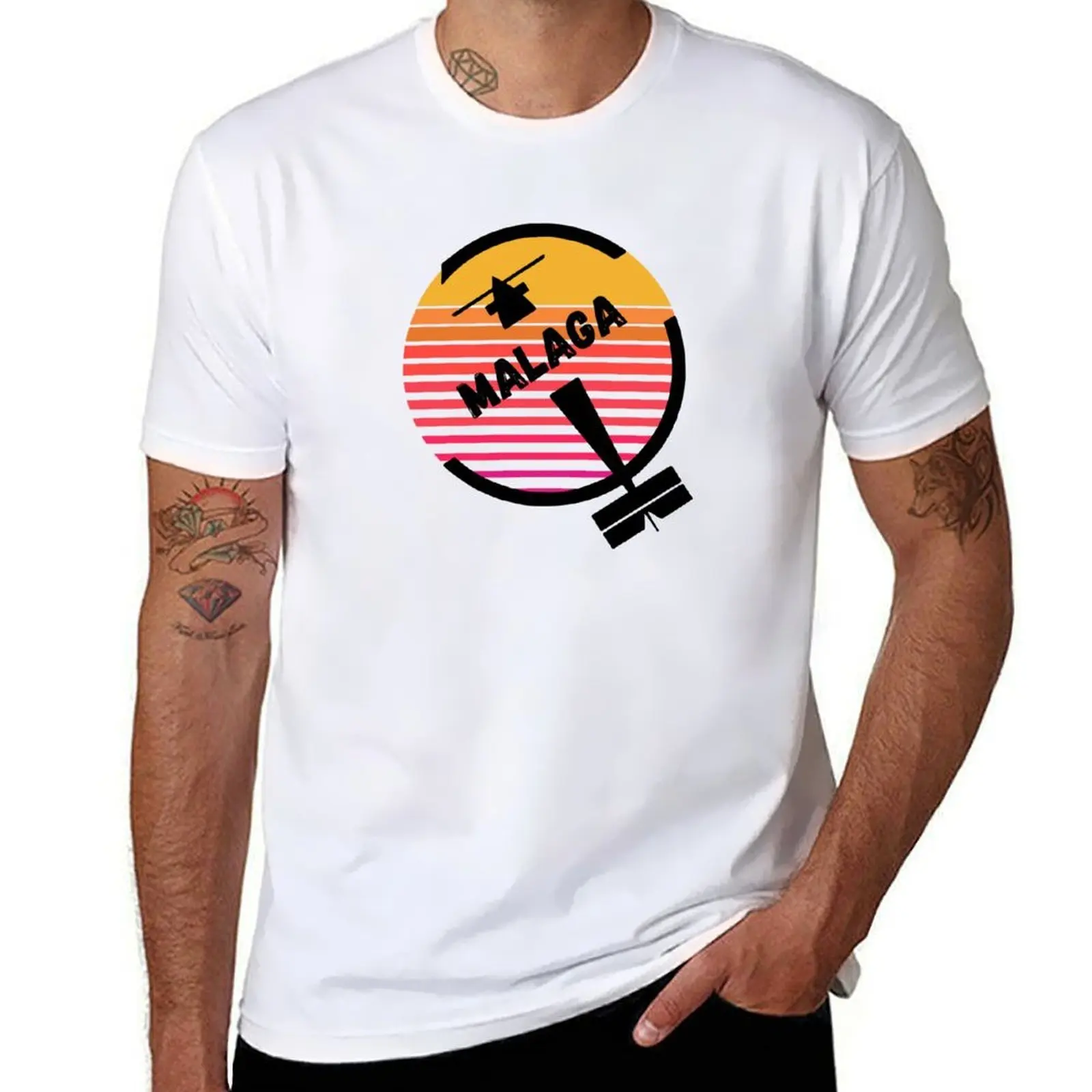 

AGP Malaga Airport, Andalusia, Spain, Europe - Retro Vintage Sunset Plane Flight Travel Destination Design T-Shirt