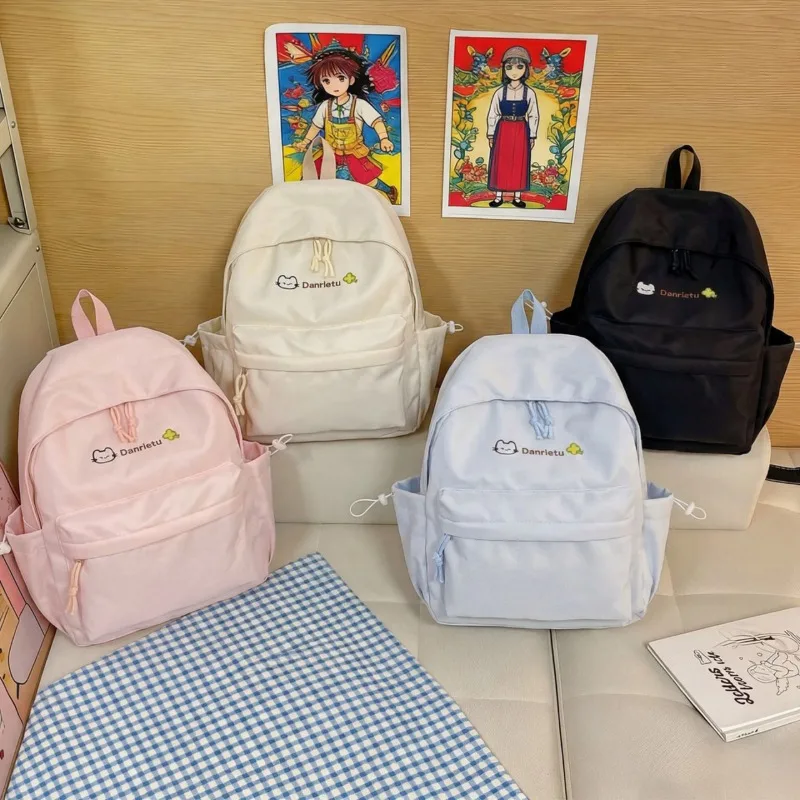 

2026 New Women's Backpack Fashion High Quality Nylon Student Backpack Solid Color Leisure Versatile Large Capacity Backpack