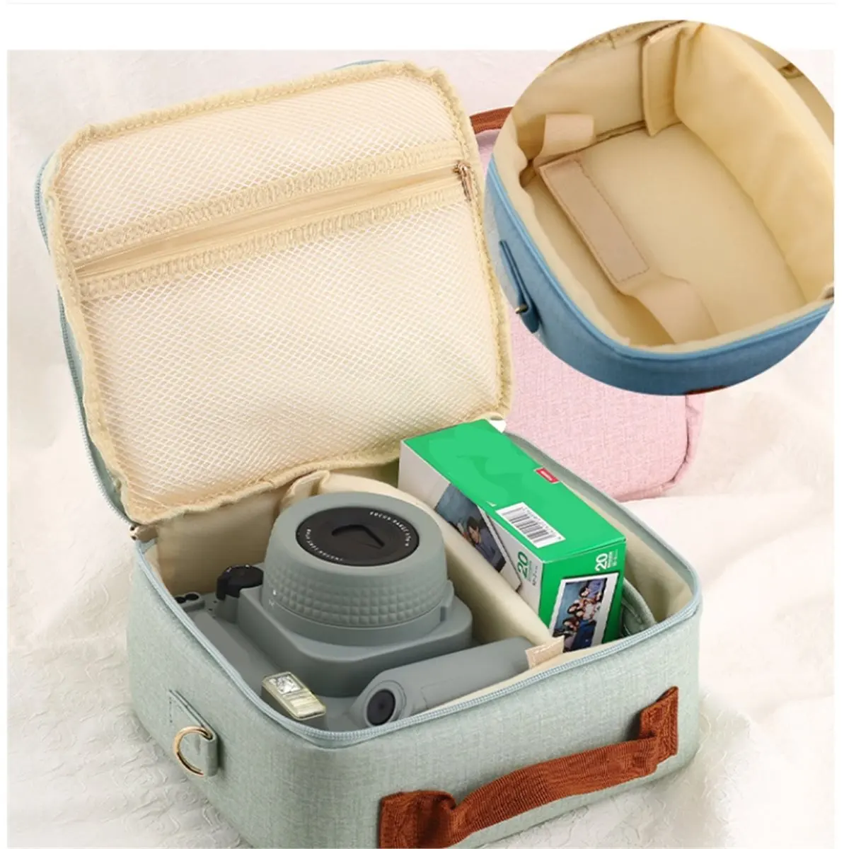 حقيبة كاميرا خارجية متعددة الوظائف للكاميرا حقيبة كتف مبطنة حقيبة كروس للكاميرا الرقمية باللون الأزرق