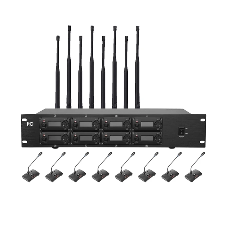 

China Best Price 8 Channel Wireless Microphone System Professional Digital Conference System Handheld Mic