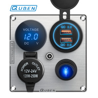 Dual Port Usb 36W On Off Digital Led Voltmeter For Car Splitter Cigarette Lighter Socket 12V QC Adapter 3.0 Quick Phone Charger