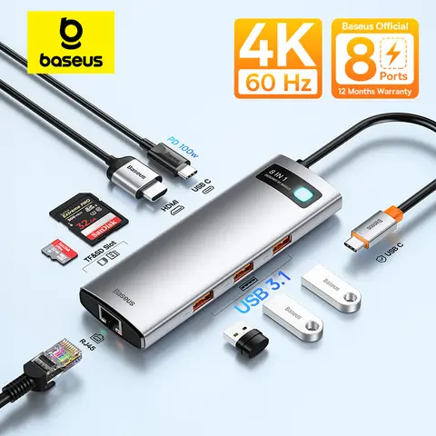 USB C to HDMI Hub Adapter 8-in-1 BASEUS