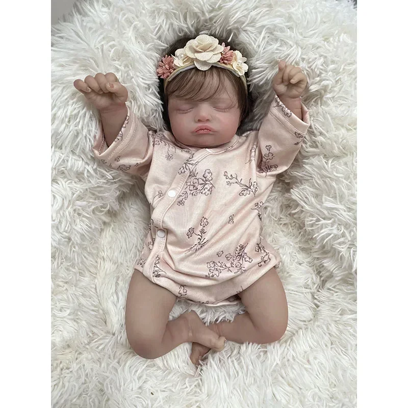 45cm Rosalie Reborn Baby Newborn Dolls Lifelike Soft Touch Full Body Soft Vinyl Layers Painting 3D Skin with Hand Rooted Hair