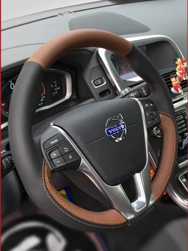 

Сшитый вручную кожаный замшевый чехол на руль автомобиля для Volvo XC60 S90 S60L XC90 S80 V60 V40, аксессуары для салона автомобиля
