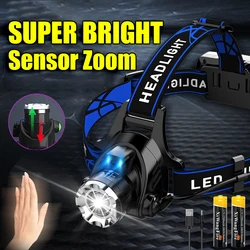 Powerful LED Induction Headlamp Use 18650 Battery Zoom Head Flashlight Rechargeable Outdoor Camping Hunting Fishing Headlight