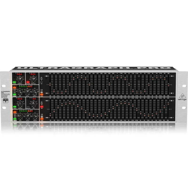 

Behringers FBQ6200HD Dual 31 Segment Rack Mounted Graphic Equalizer With Feedback Detection Feedback Suppression