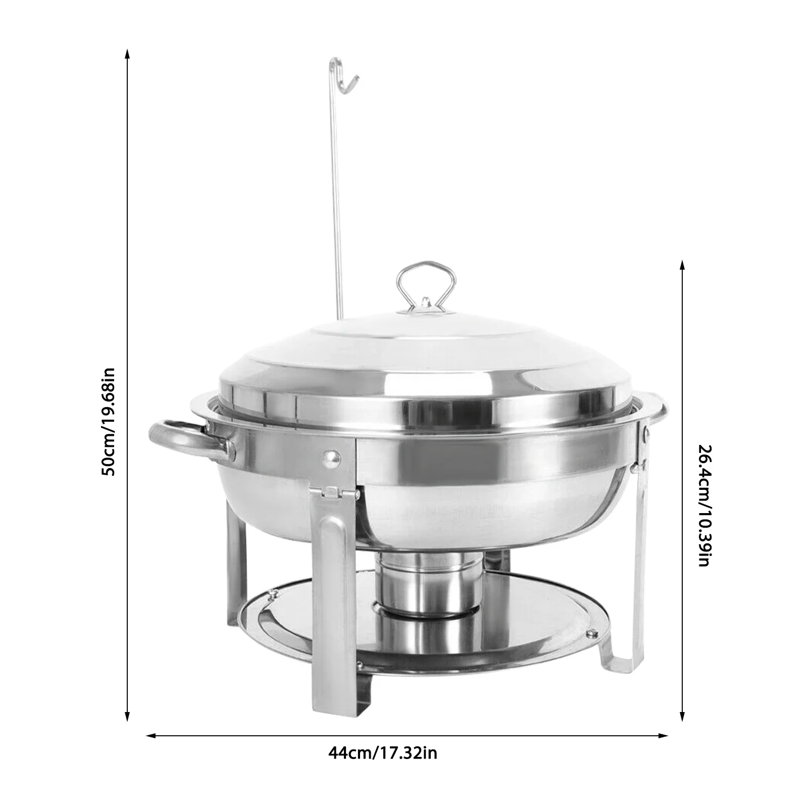 Chafing Dish for Buffet Set, Catering Food Warmers, Round Dishes, Warmer Tray, Stainless Steel with Glass Cover and Holder