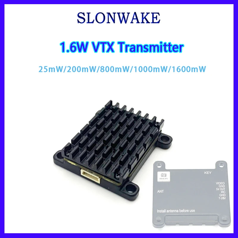 SLONWAKE 5.8Ghz 1.6W VTX transmitter 1600mW power adjustable MMCX antenna support IRC Tramp FPV Suitable for RC fixed-wing UAV