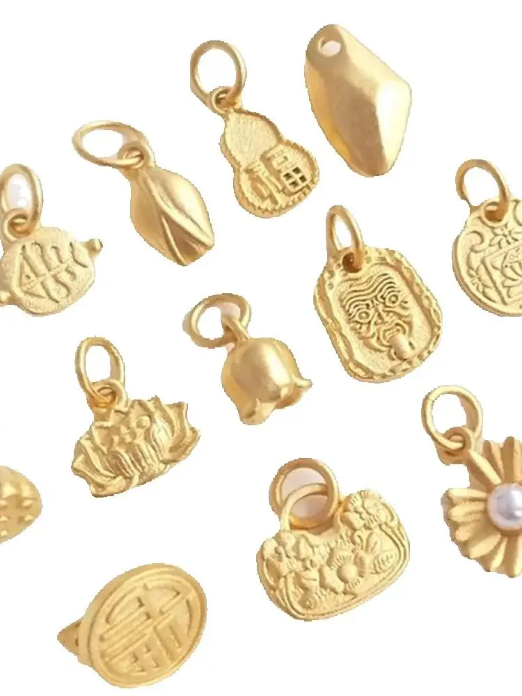 

Sand Gold Accessories, Flower Buds, Lotus Flowers, Daisies, Lucky Stone Pendants, DIY Jewelry Charm Pendants K440