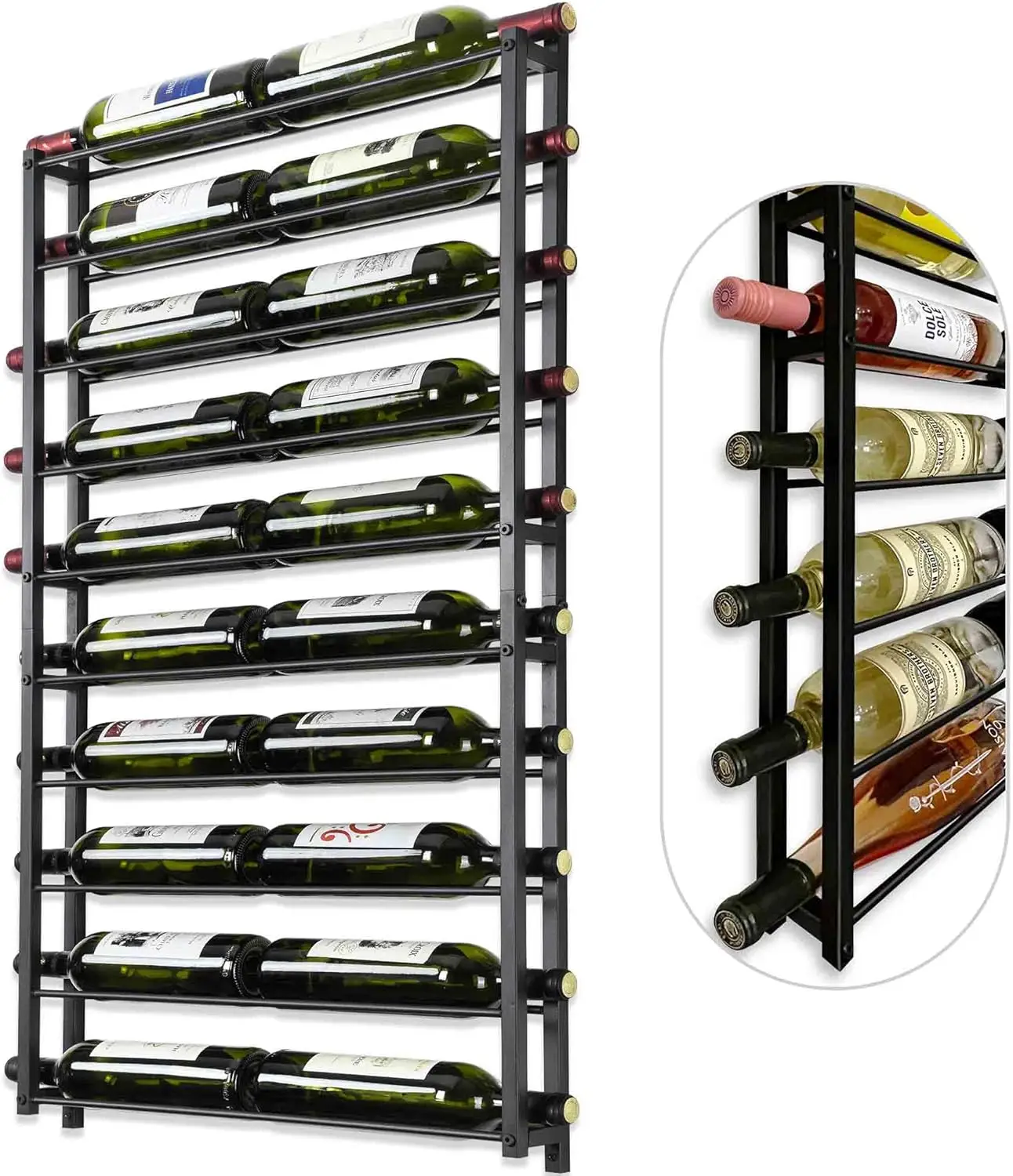 

Wall Mounted Wine Rack for 20 Bottles - Large Capacity Display for Home Bar, Restaurant, or Hotel Lobby