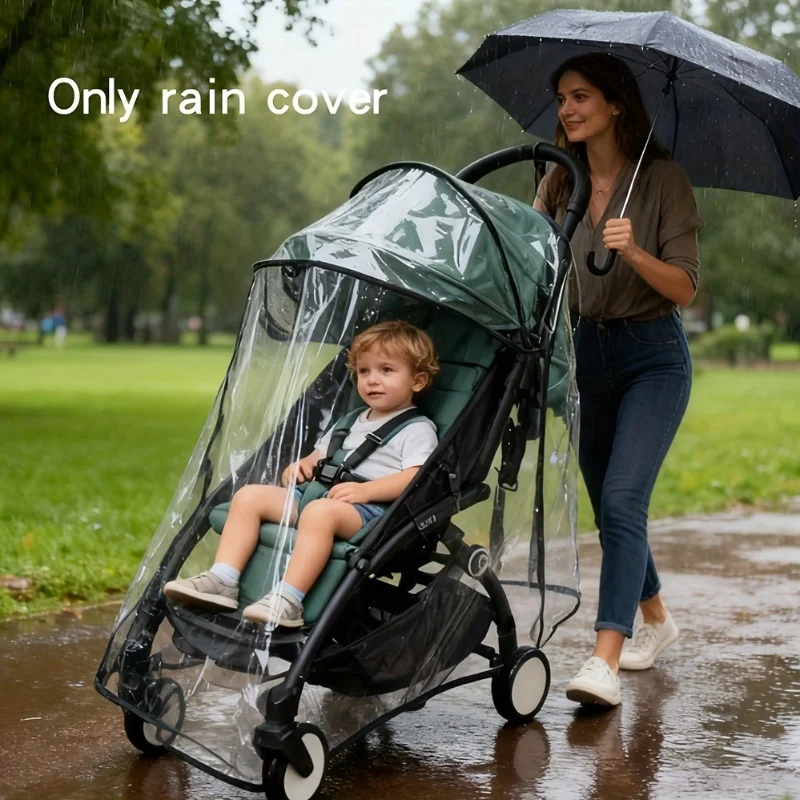 Stroller Rain Cover with Dual Ventilation Holes and Double Zippers. A Must-have Accessory for Children’s Outdoor Activities.