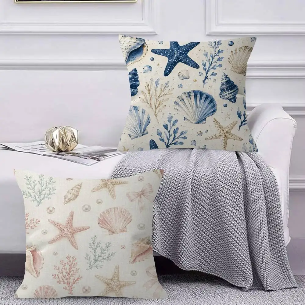 Summer Starfish and Shell   Pillow Gifts Home Office Furnishings Bedroom Sofa Car Cushion Cover case 45x45cm
