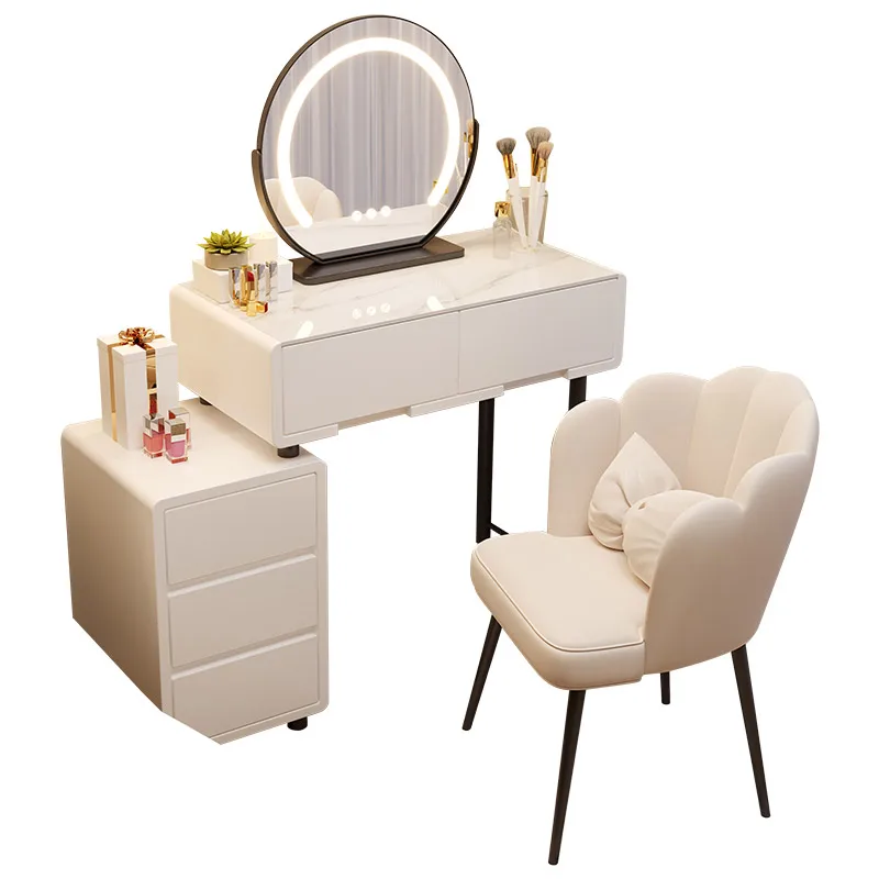 

Solid wood dresser bedroom modern simple small apartment mini cream wind simple makeup table storage cabinet integrated