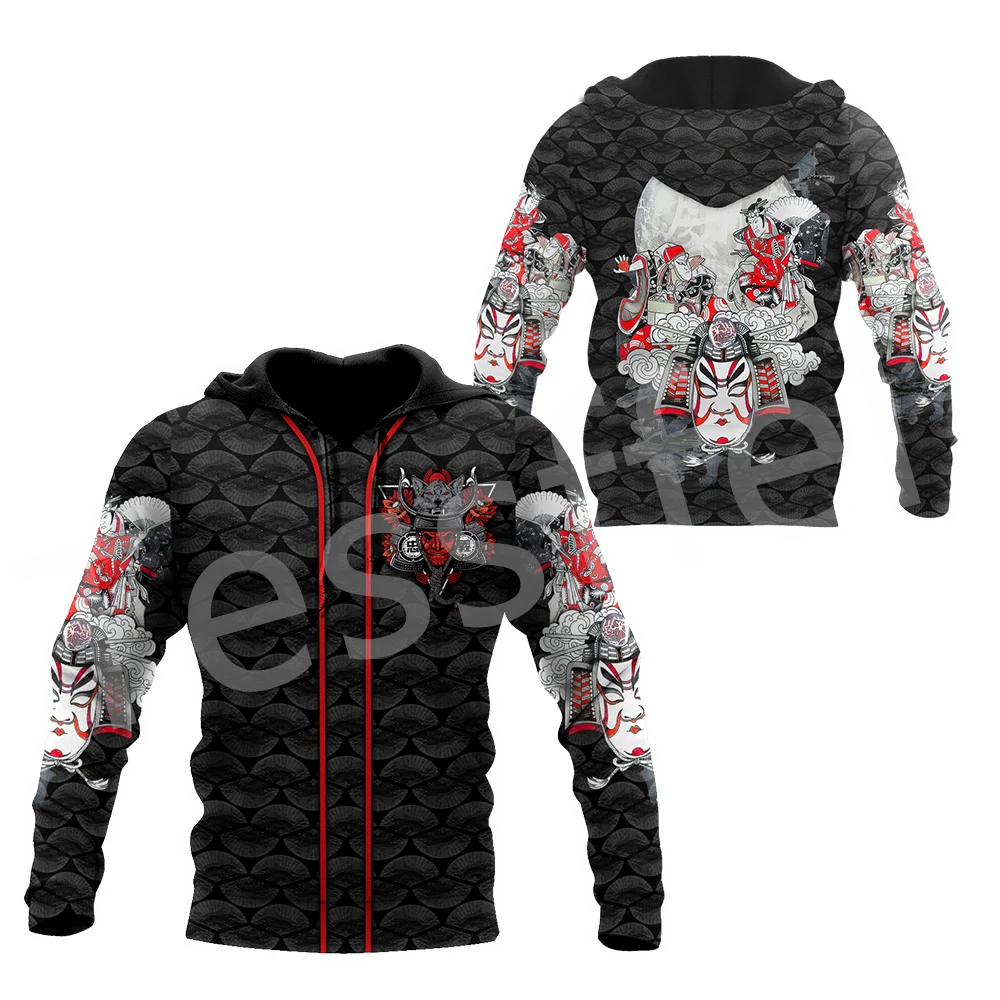 

Tessffel Japanese Samurai Tattoo Spirits Ghosts Retro Long Sleeves Harajuku 3DPrint Men/Women Streetwear Casual Funny Hoodies X7