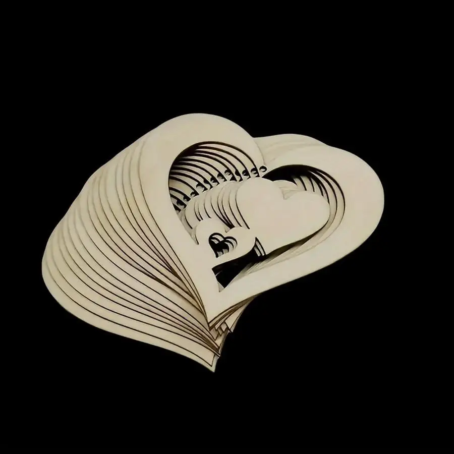 1/5/10/20/50/100pcs Ten Heart-Shaped Wooden Crafts—Versatile Hanging Decorations Perfect for Weddings, Birthdays, and Festive Oc