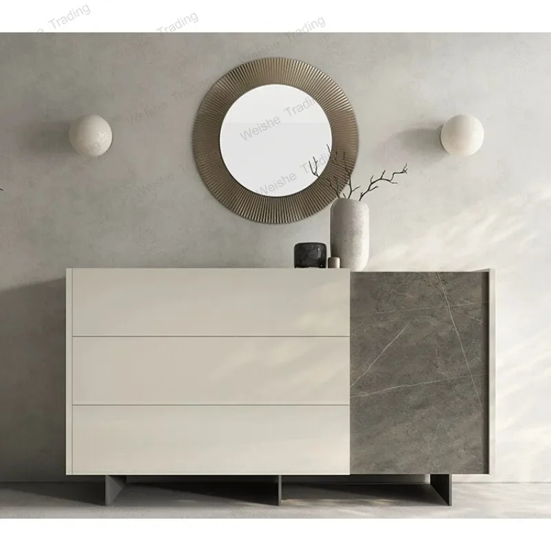 

Minimalist rock slab modern simple partition storage tea cabinet villa living room light luxury door cabinet