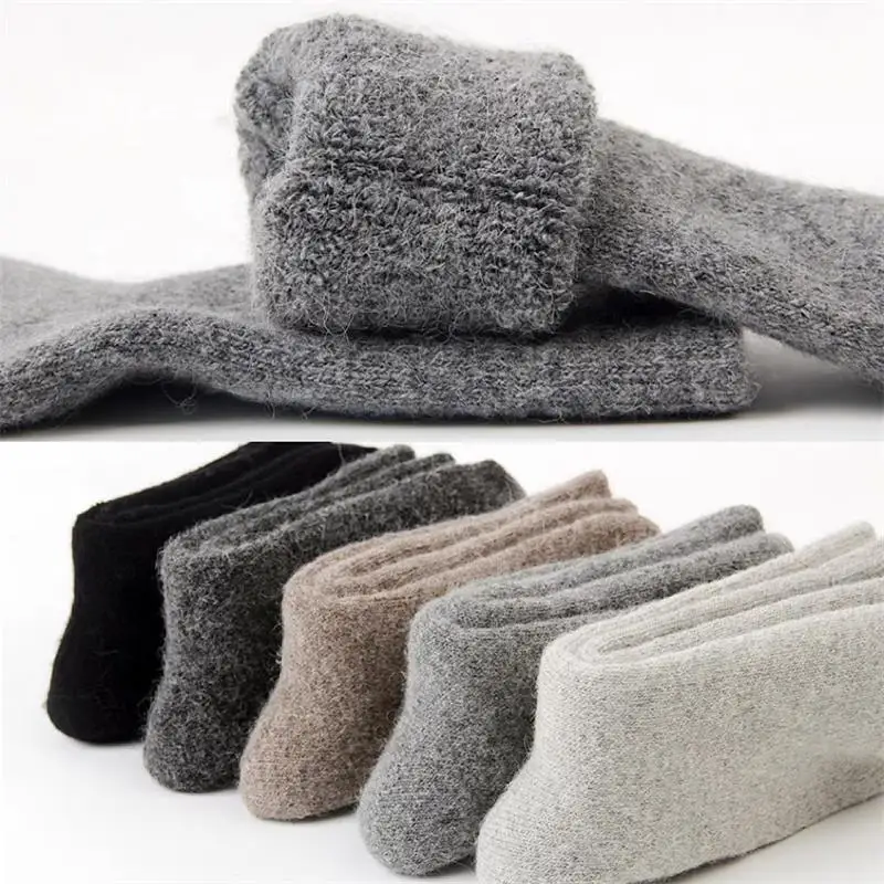 3pairs/ Winter Wool Socks Men\'s Thick Super Solid Socks Mid-tube Winter Warm High Quality Cashmere Extra Thick Warm Snow Socks